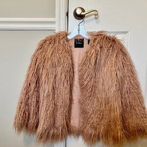 Theory Pink Faux Fur Coat Small